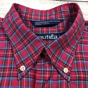 Nautica Large Plaid Red Long Sleeve Shirt